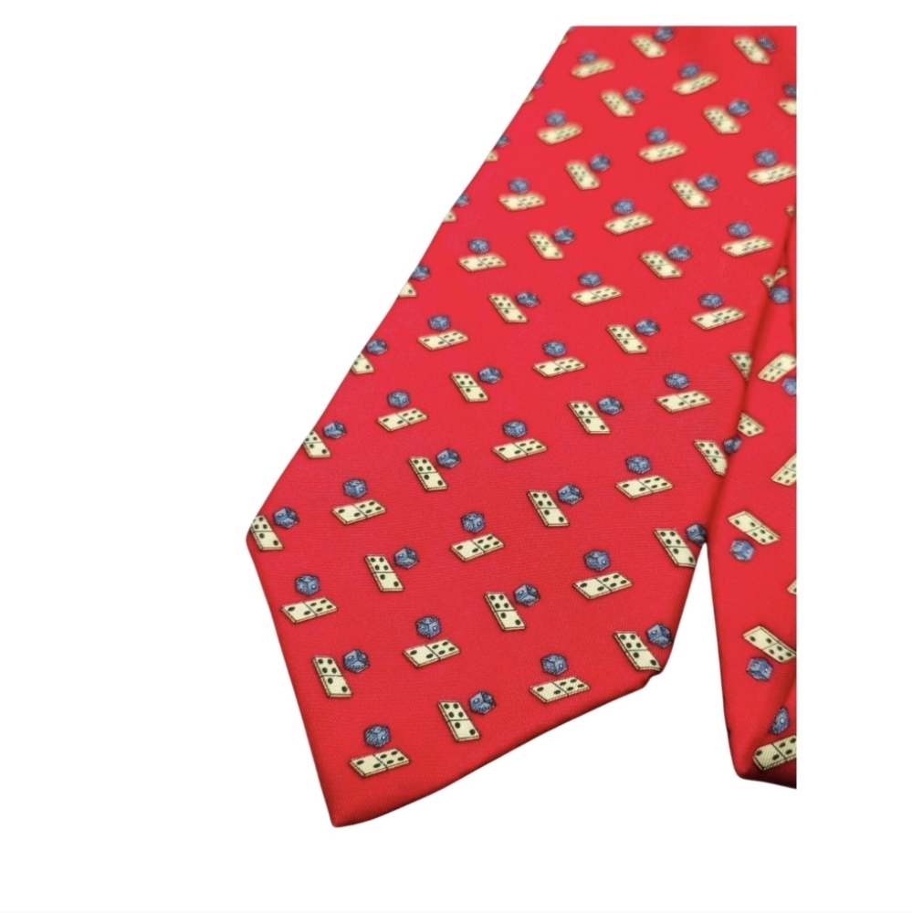 Salvatore Ferragamo Mens Designer Whimsical Dice Domino Game Motif Silk Neck Tie - Picture 3 of 7